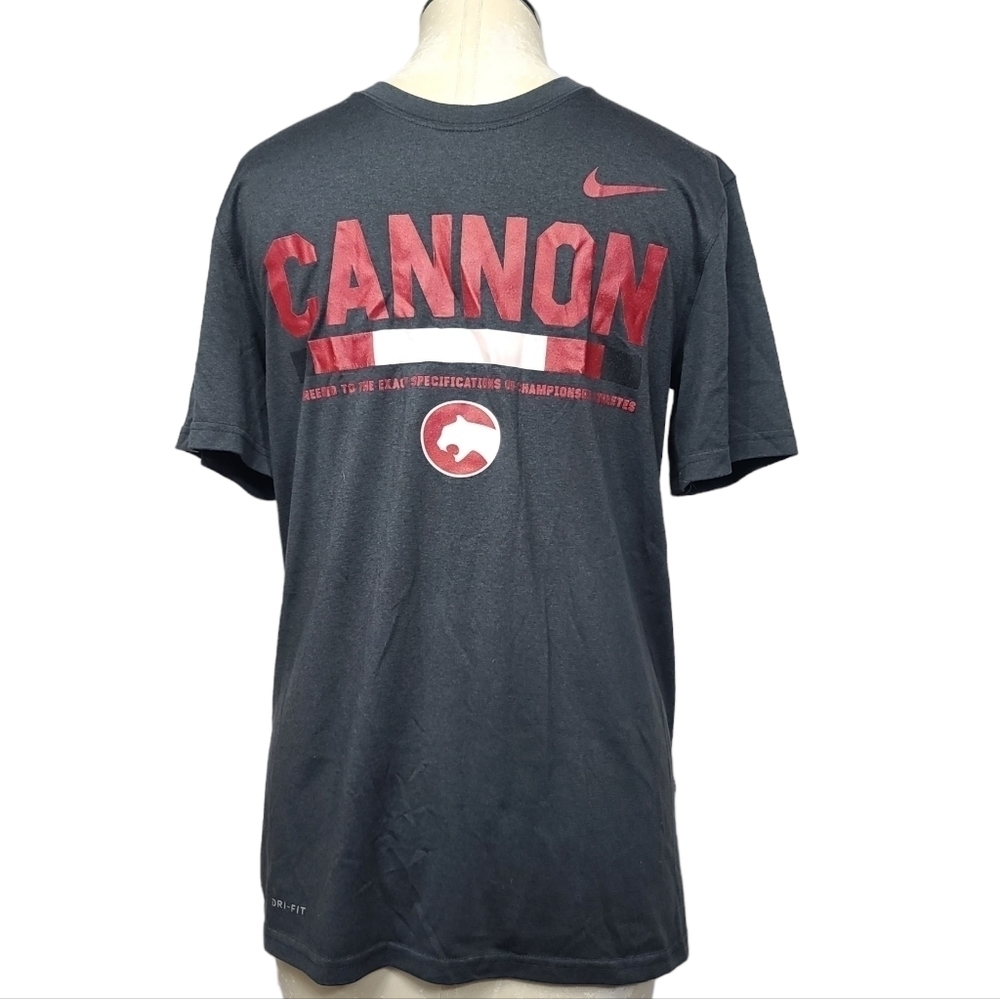 Nike Athletic Cut Cannon Gray Red Short Sleeve Crewneck Dri Fit Shirt S